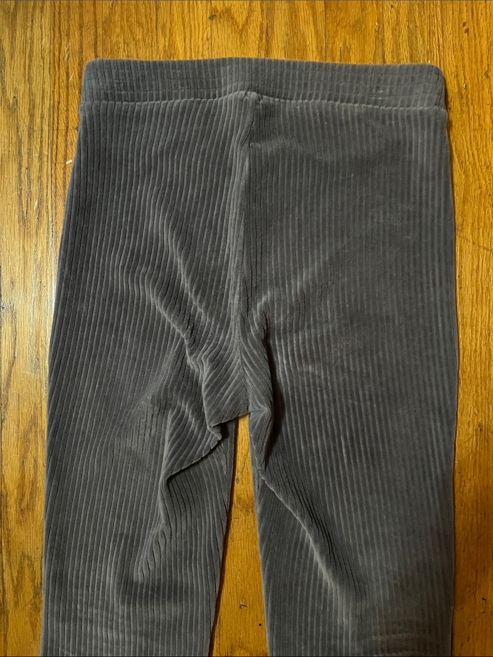 Aerie Groove On Velour Charcoal Gray Ribbed Flared Pull On Pants Size Medium - Picture 6 of 8